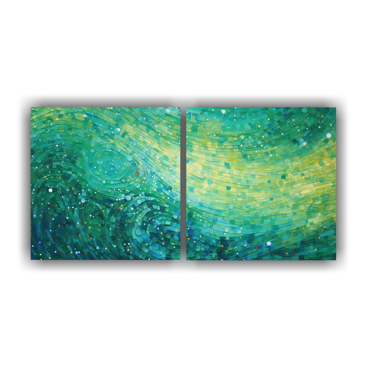 GENERICO - Set 2 Lienzos De Tela Conceptual Simetría Estilo Puntillism 160x80cm