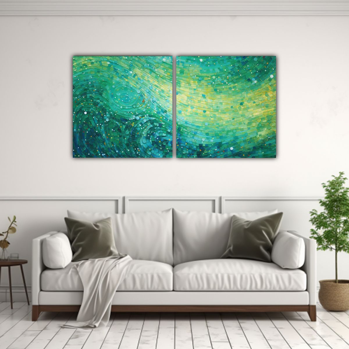 GENERICO - Set 2 Lienzos De Tela Conceptual Simetría Estilo Puntillism 160x80cm