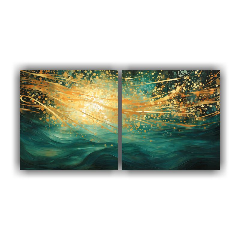 GENERICO - Cuadros Luminosos De Puntillismo Liquido, Set De 2 Exposici 160x80cm