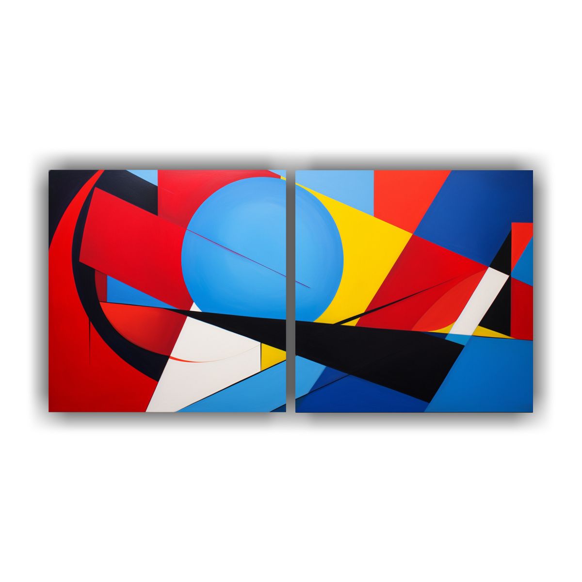 GENERICO - Cuadros Arte Gráfico Geométrico Con Colores Primarios Inte 160x80cm