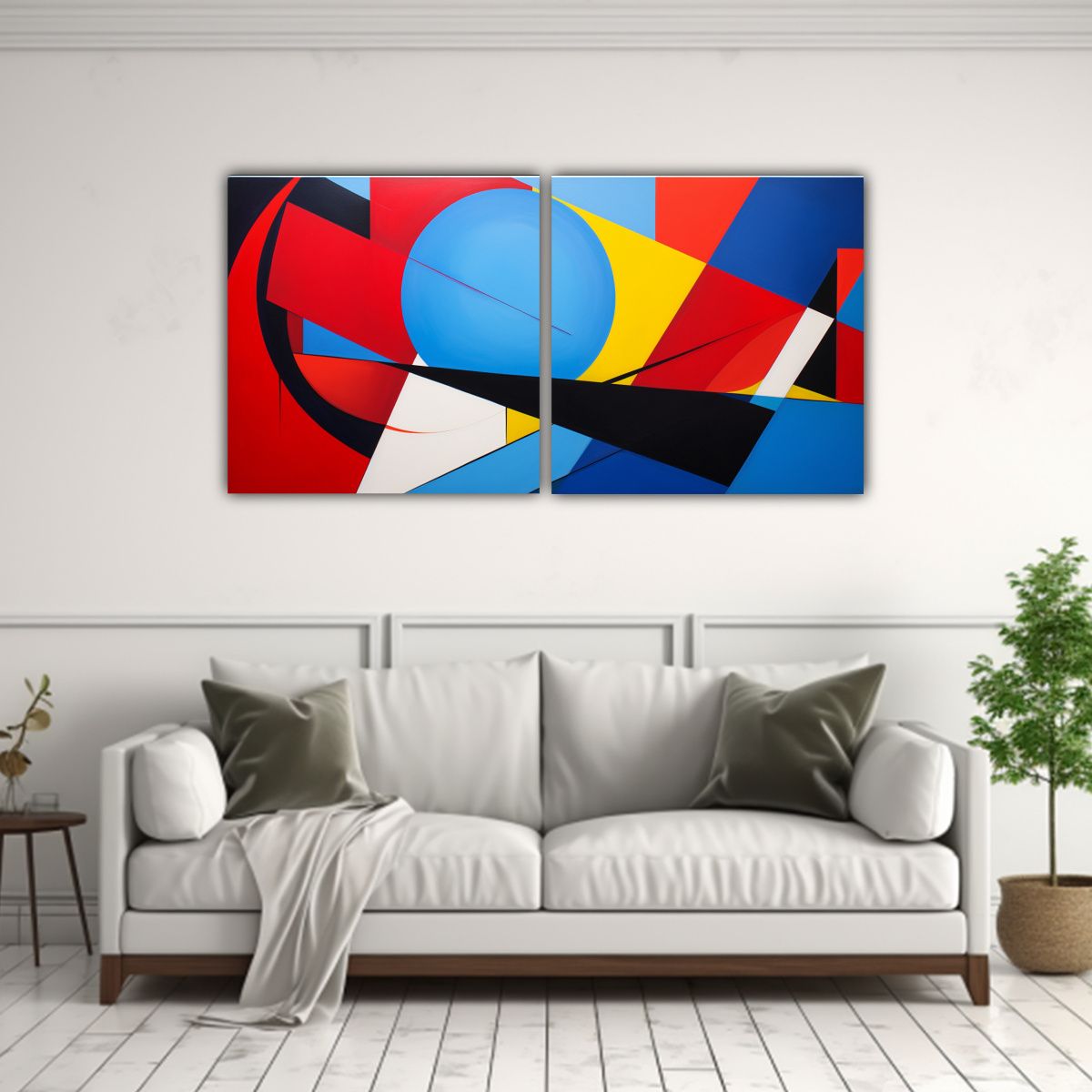 GENERICO - Cuadros Arte Gráfico Geométrico Con Colores Primarios Inte 160x80cm