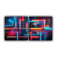 GENERICO - Set 2 Cuadros Movimiento Estrellados Abstracción Geométric 160x80cm