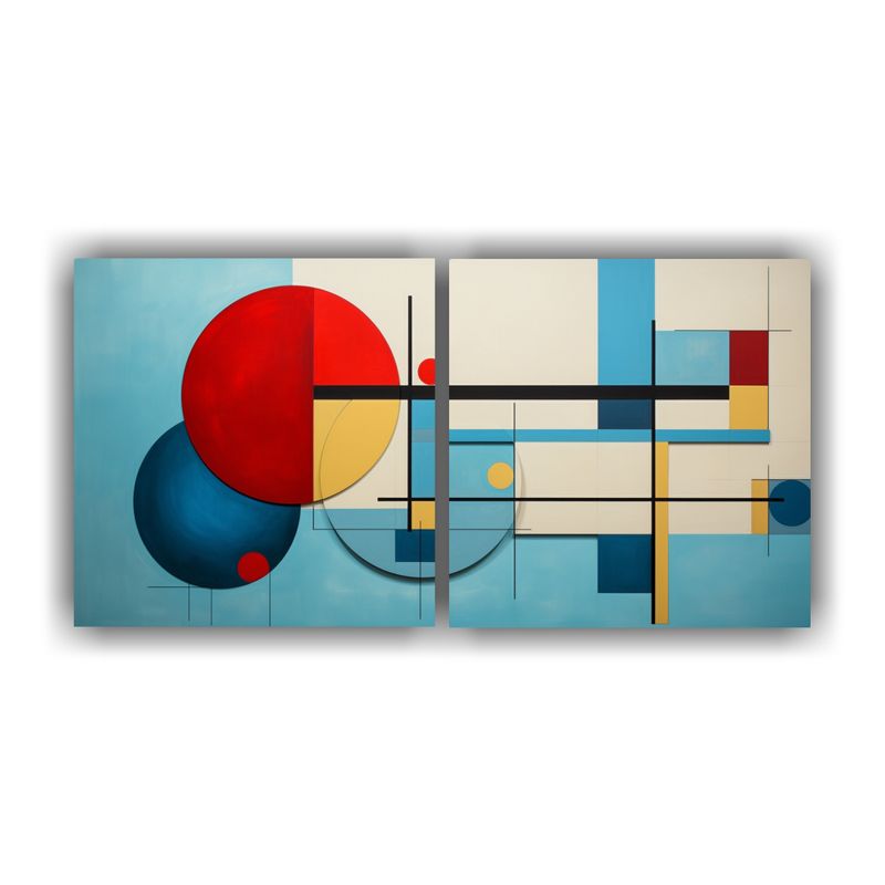GENERICO - Cuadro Decorativo Moderno Con Abstracción Geométrica En Co 160x80cm