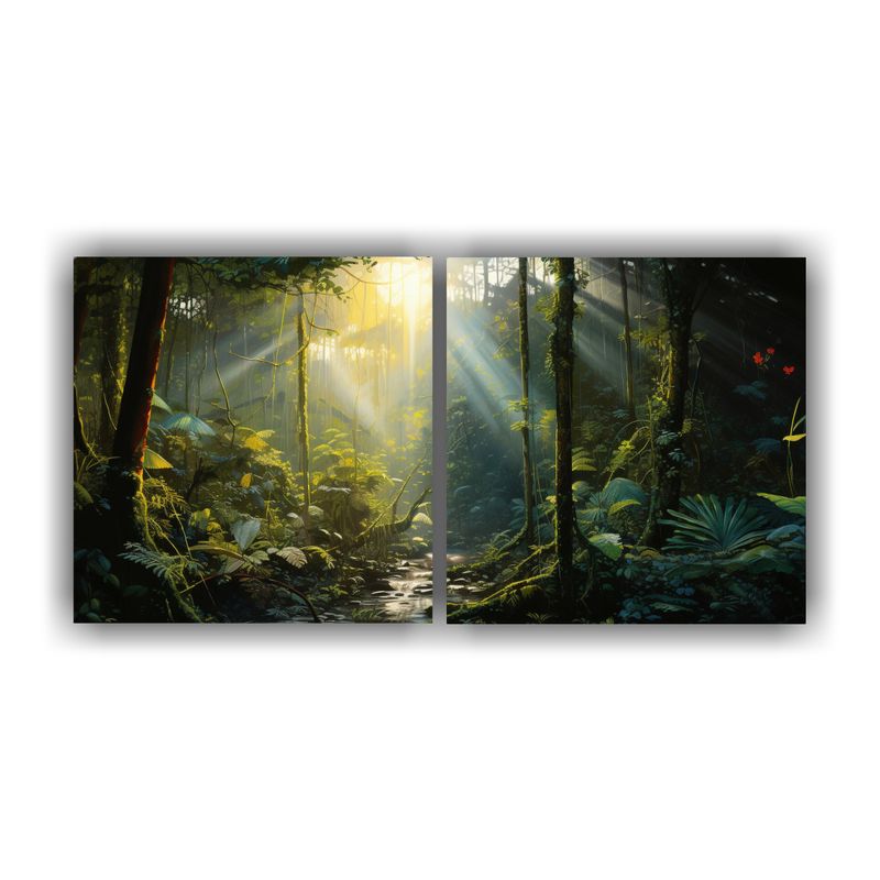 GENERICO - Pinturas Abstractas Horizontales De Bosque Lluvioso. 160x80cm