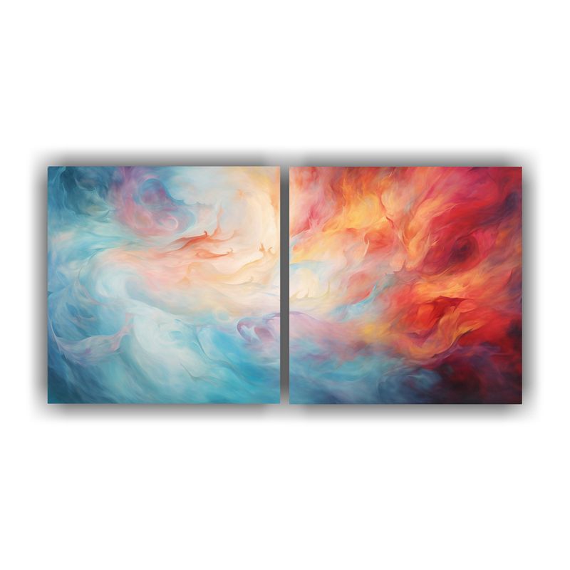 GENERICO - Cuadros Decorativos Abstractos: Danza De Fuego Y Hielo En Do 160x80cm