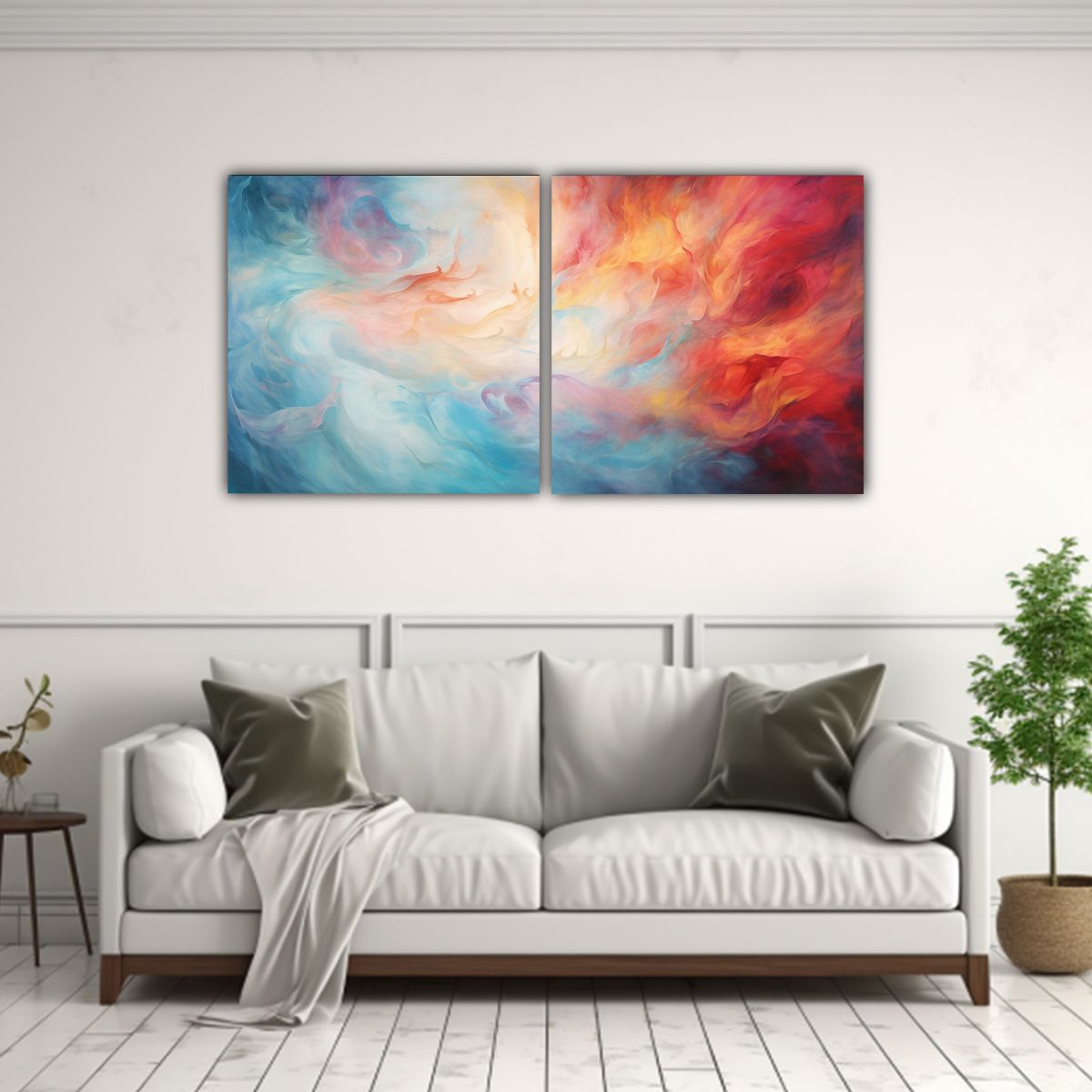 GENERICO - Cuadros Decorativos Abstractos: Danza De Fuego Y Hielo En Do 160x80cm