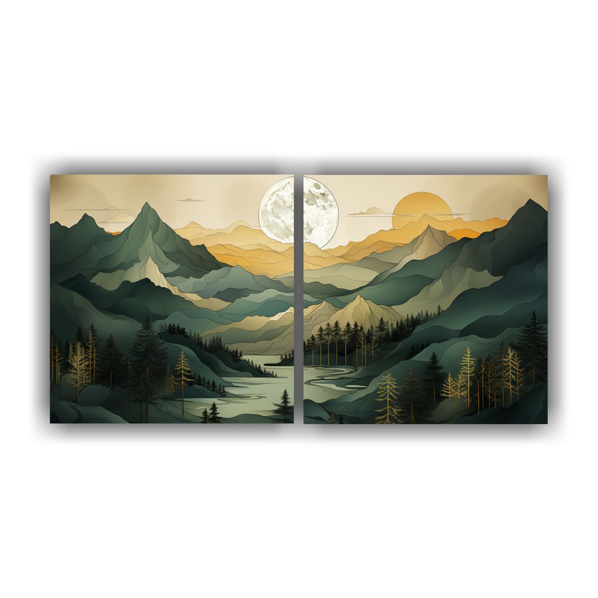 GENERICO - Cuadros Minimalistas De Montañas En Elegante Forma 160x80cm