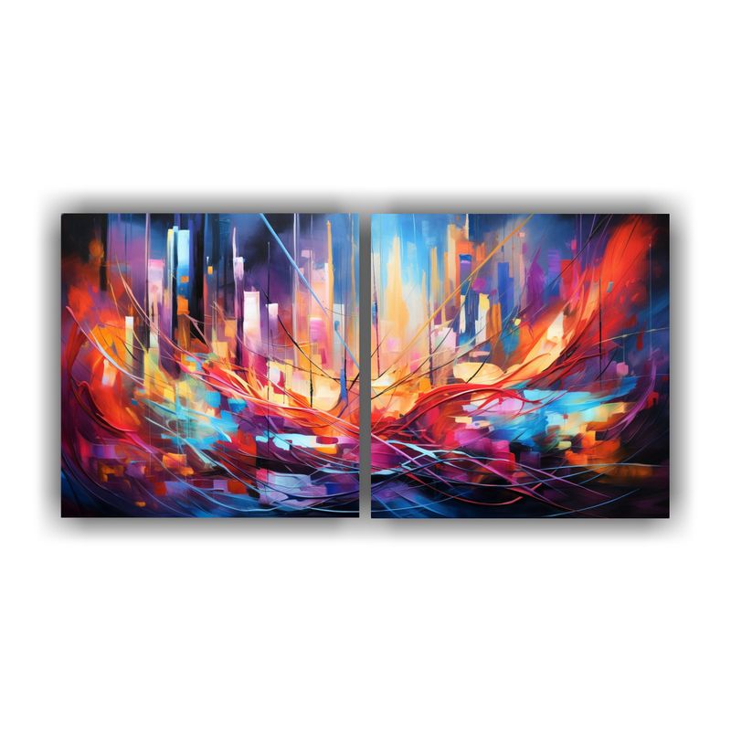 GENERICO - Pinturas Decorativas Dos Lienzos Cuadro Adorno Danza Abstrac 160x80cm