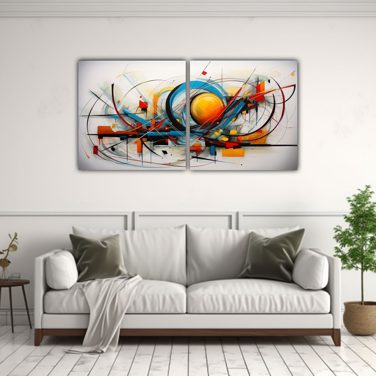 GENERICO - Pintura Abstracta Espacial En Dos Lienzos Decorativos 160x80cm