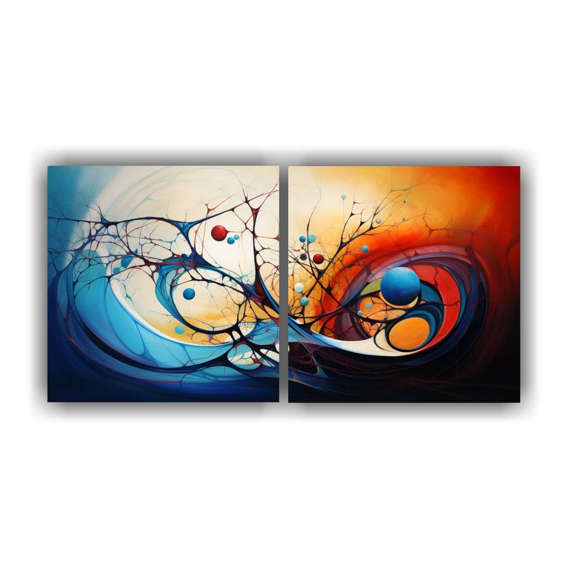 GENERICO - Díptico Tela Sublimada Pintura Abstracta Chilena 160x80cm