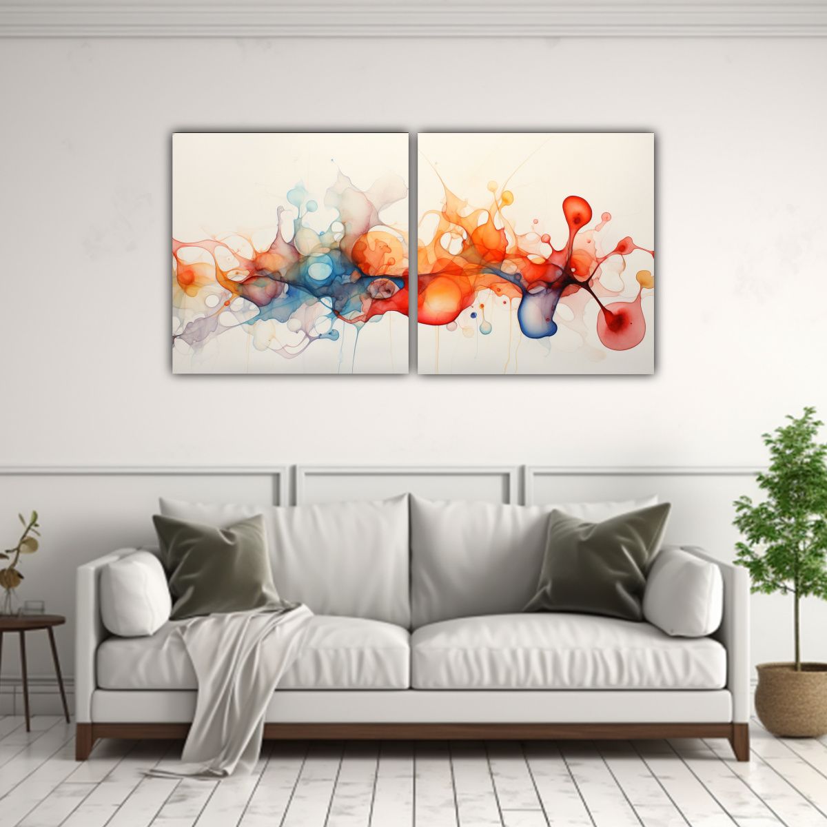 GENERICO - Pintura Abstracta Acuarela: Dos Artes Composición Belleza N 160x80cm