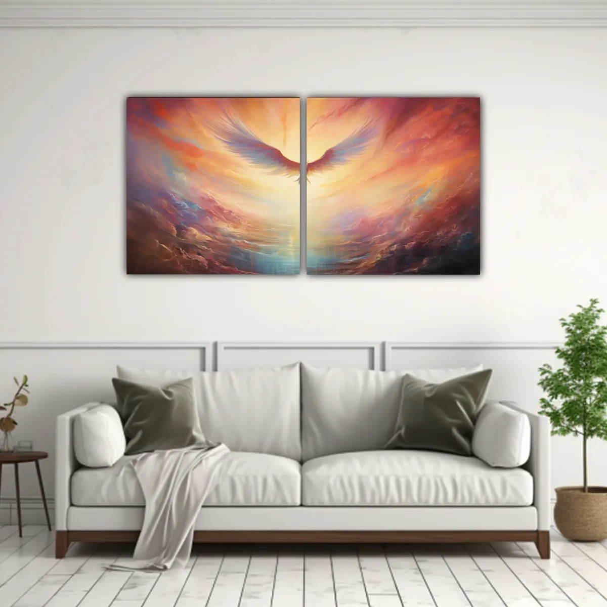 GENERICO - Díptico Abstracto De Sueños Volando En Cielos Abstractos 160x80cm