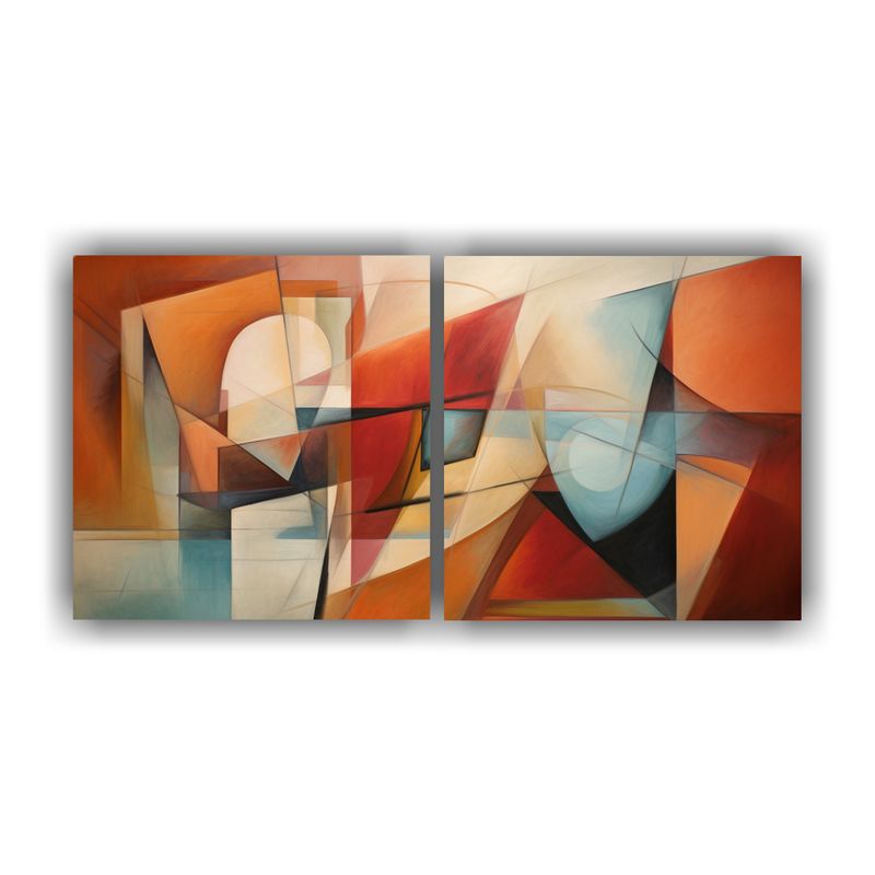 GENERICO - Cuadro Moderno Abstracto En Tela, Inspirado En El Cubismo, P 160x80cm