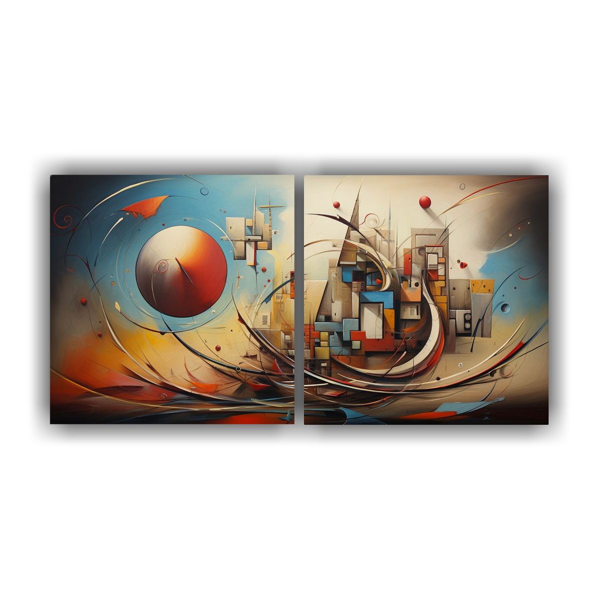 GENERICO - Conjunto 2 Hermosos Cuadros Pintura Abstracta Moderna 160x80cm
