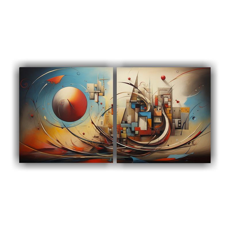 GENERICO - Conjunto 2 Hermosos Cuadros Pintura Abstracta Moderna 160x80cm