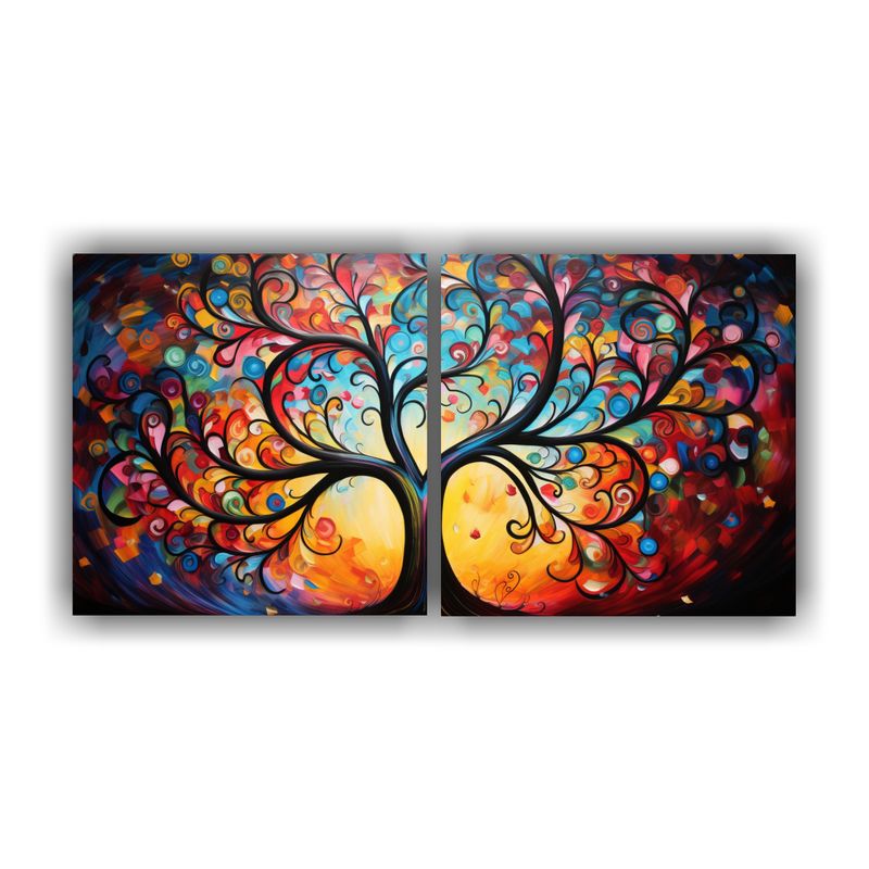 GENERICO - Pintura Decorativa Abstracta: Árbol De La Vida Luminoso 160x80cm