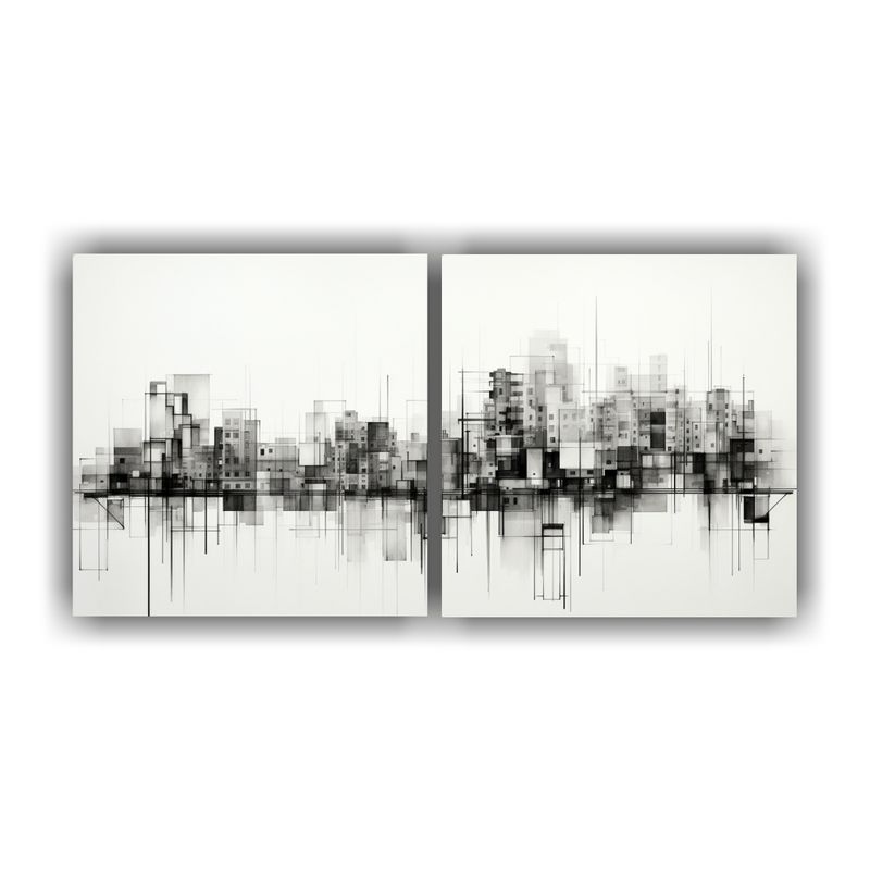 GENERICO - Set 2 Cuadros Colores Armonía Ciudad De Huesos 160x80cm