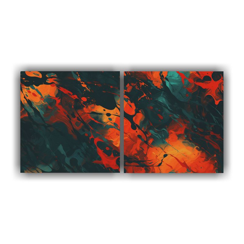 GENERICO - Pintura Abstracta Vintage, Espacio Misterioso En Dos Lienzos 160x80cm