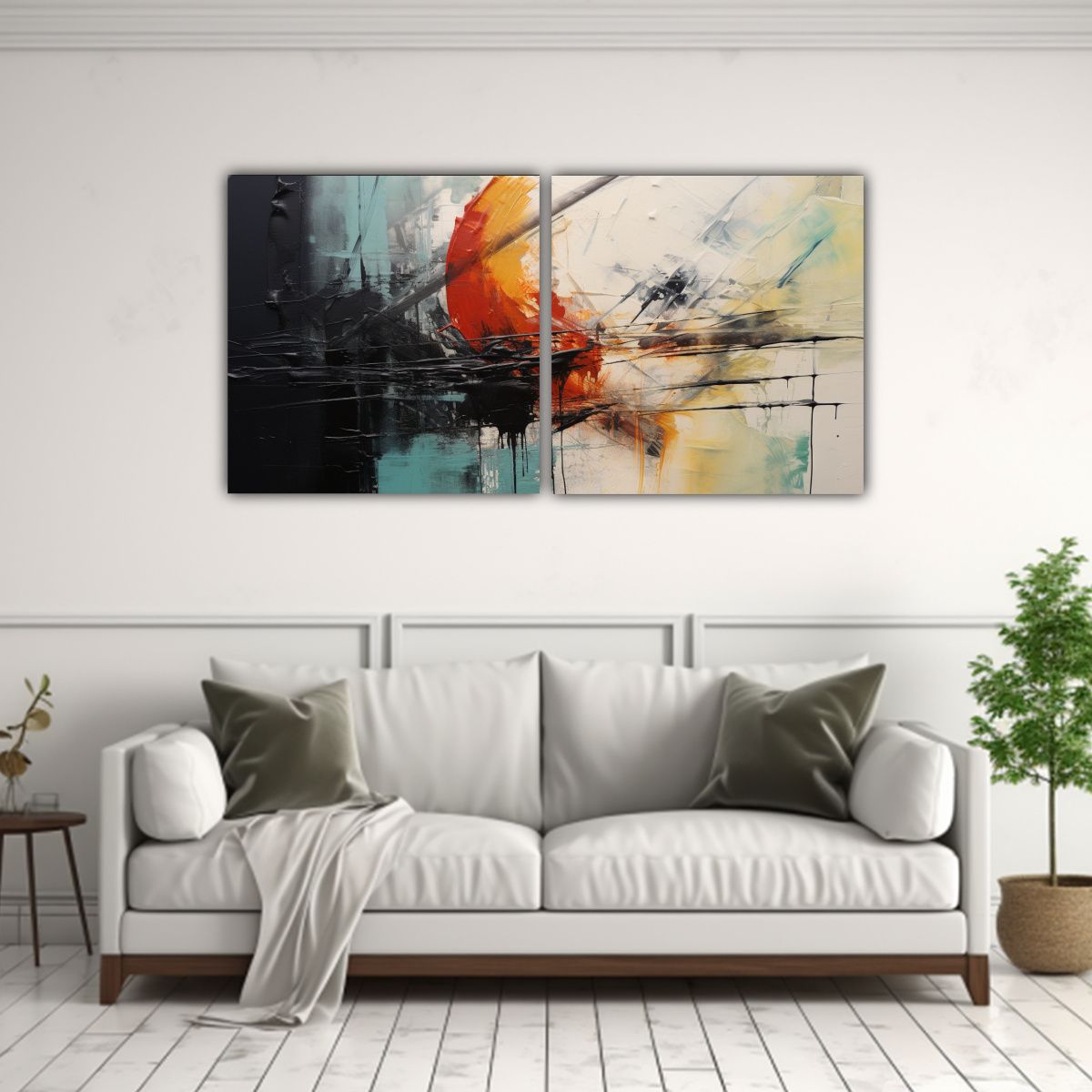 GENERICO - Pinturas Decorativas Abstractas Amarillo Azul Y Rojo Set De  160x80cm