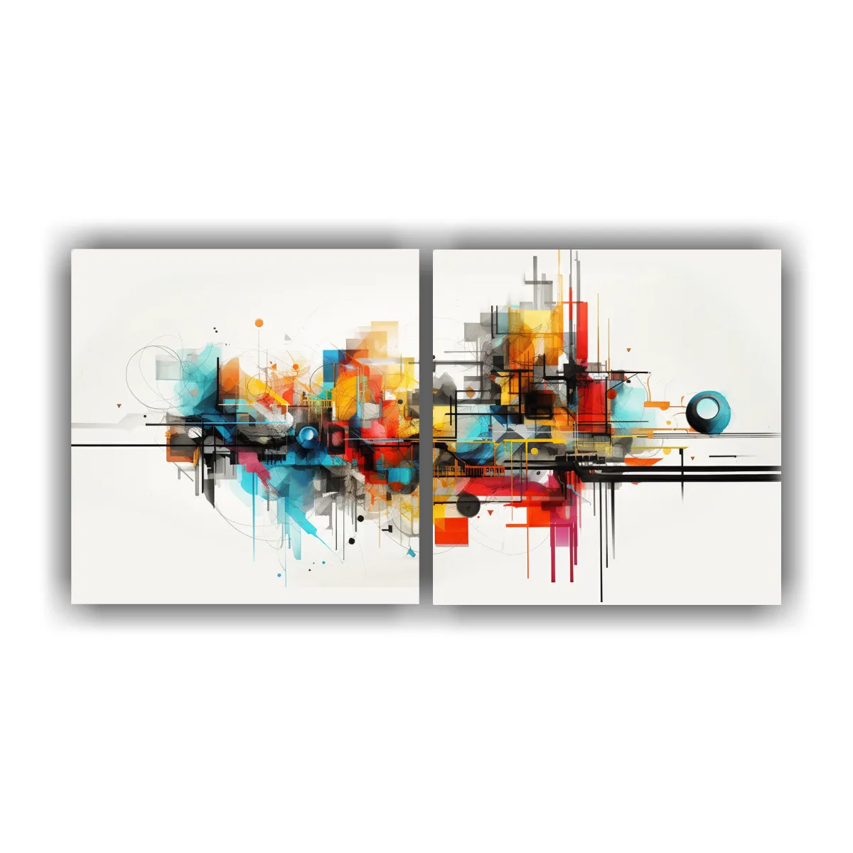 GENERICO - Cuadros Abstractos Para Living, Colores Callejeros 120x60cm