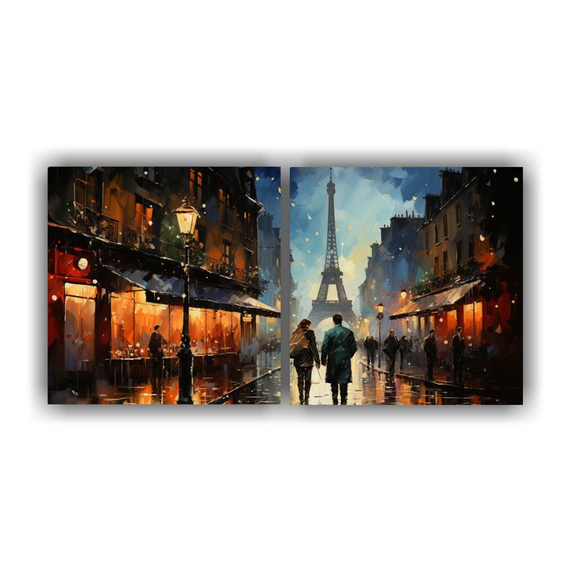 GENERICO - Noche Estrellada En Las Calles De París Con Dos Hombres Bes 160x80cm