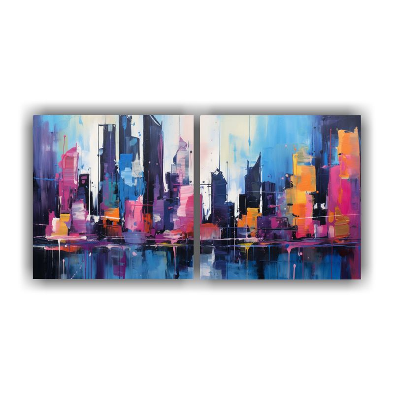 GENERICO - Pinturas De Arte Abstracto Combinando La Forma De Dos Parede 160x80cm