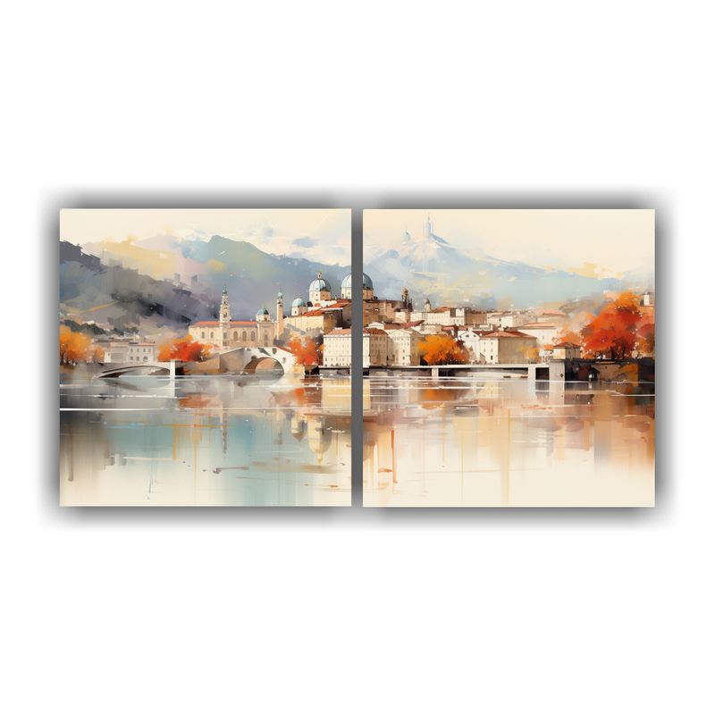 GENERICO - Pinturas Abstractas Majestuosas Diseño Díptico Salzburg M 160x80cm