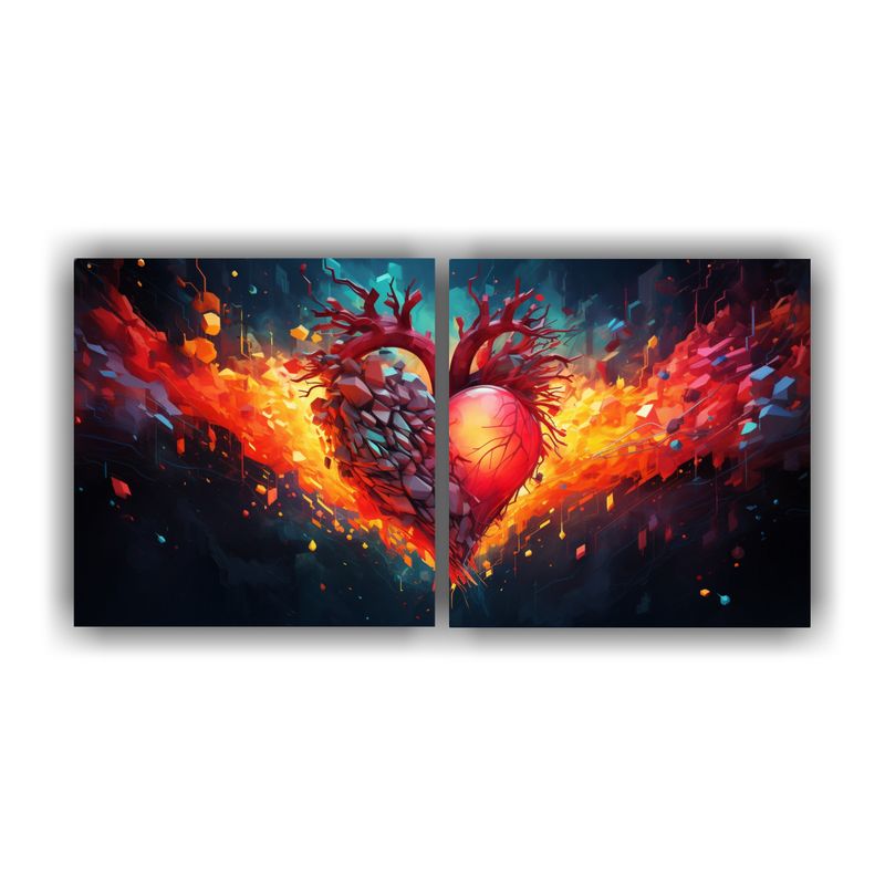 GENERICO - Pintura Decorativa Abstracta De Ritmo Cardiaco De Corazones 160x80cm