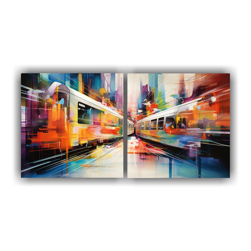 GENERICO - Cuadro Abstracto Dúo Bastidor Forma Street Art Ciudad Anima 160x80cm