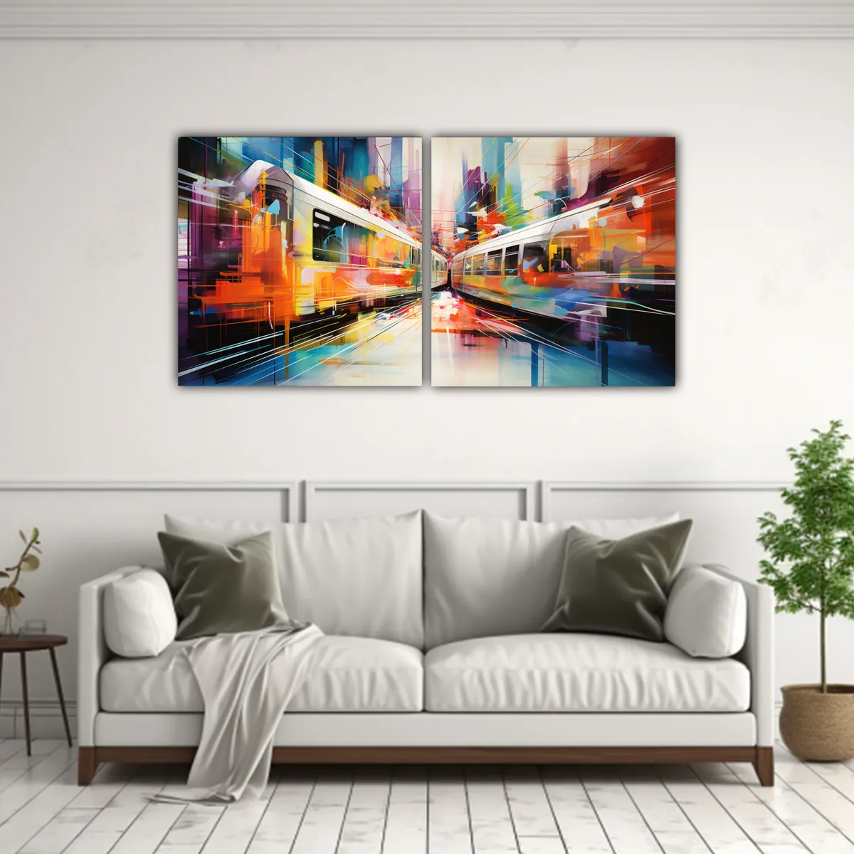 GENERICO - Cuadro Abstracto Dúo Bastidor Forma Street Art Ciudad Anima 160x80cm