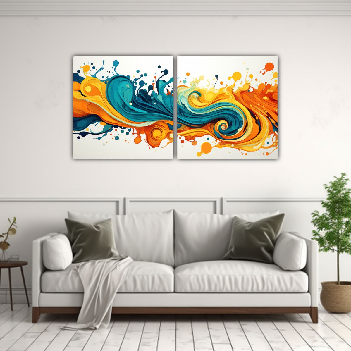 GENERICO - Cuadro De Pared Expresión Obra Maestra Naranja Y Amarillo 160x80cm