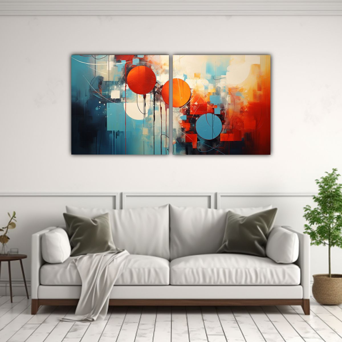 GENERICO - Lienzos Abstractos Rojo Y Azul Con Estilo De Pintura Abstrac 160x80cm
