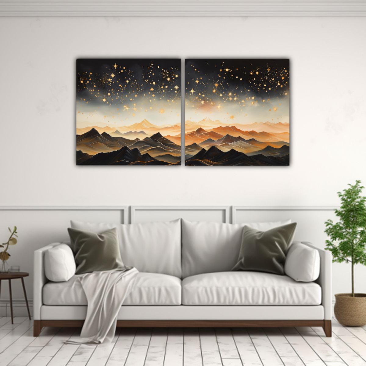 GENERICO - Paisaje Montañoso Brillante En Estilo Elegante Cuadros Deco 100x50cm