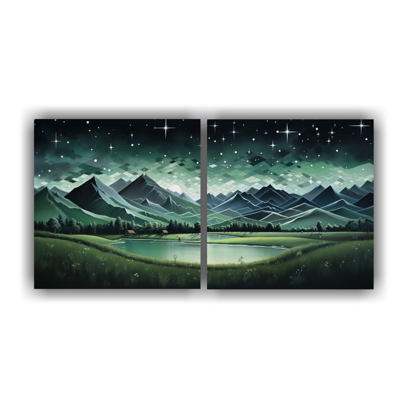 GENERICO - Cuadro Vintage De Paisaje De Montaña Con Estilo Elegante 160x80cm