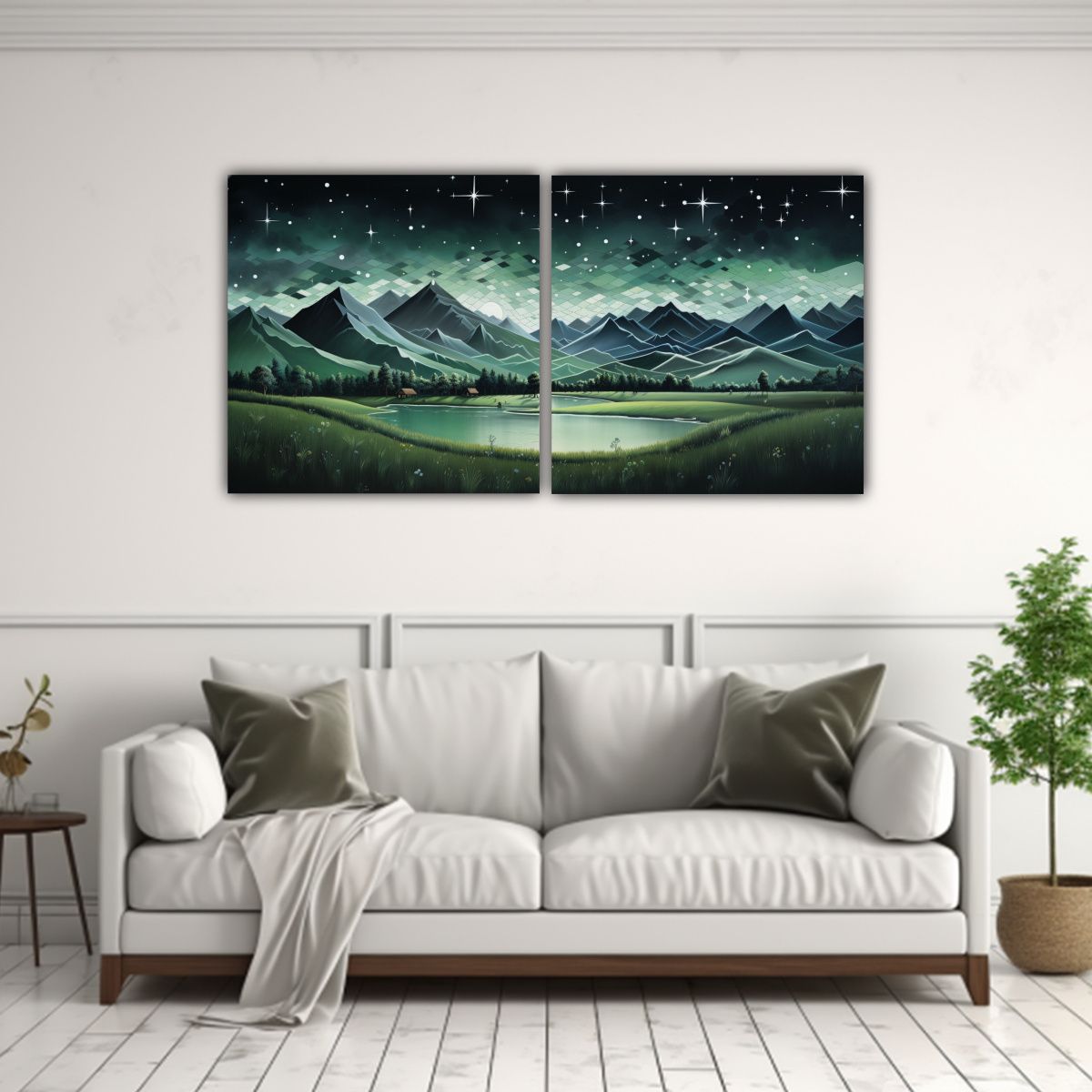GENERICO - Cuadro Vintage De Paisaje De Montaña Con Estilo Elegante 160x80cm