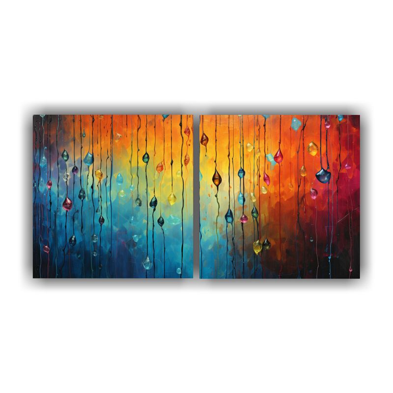 GENERICO - Cuadros Vintage Con Detalles Intrincados En Lluvia Abstracta 160x80cm