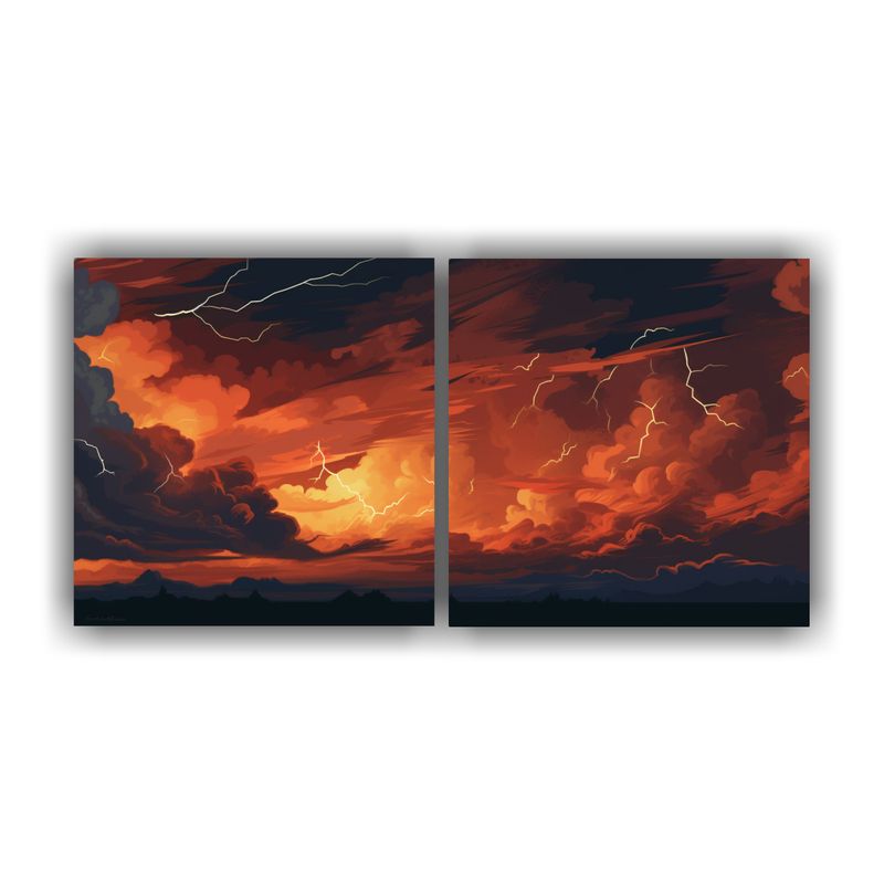 GENERICO - Pinturas Decorativas Estilo Tormenta De Relámpagos En Color 160x80cm