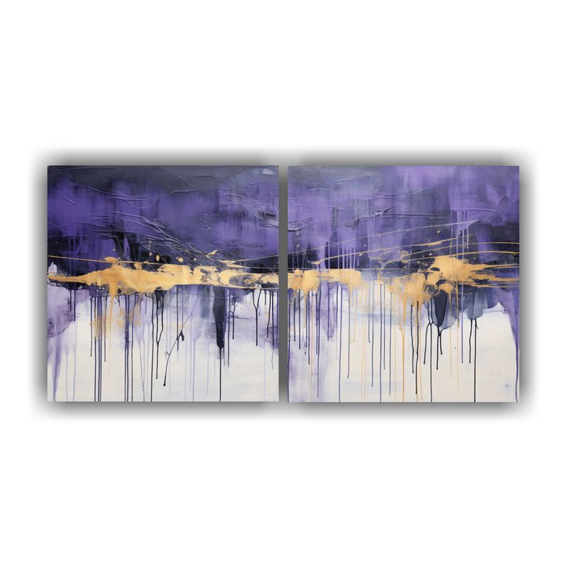 GENERICO - Dos Lienzos Abstracto Armonía Cromática: Pinturas Decorati 160x80cm