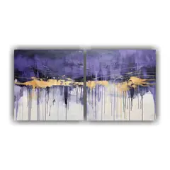 GENERICO - Dos Lienzos Abstracto Armonía Cromática: Pinturas Decorati 160x80cm