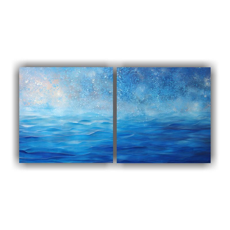 GENERICO - Pintura Luminosa Estilo Puntillismo Dos Cuadros Cálidos Arm 160x80cm