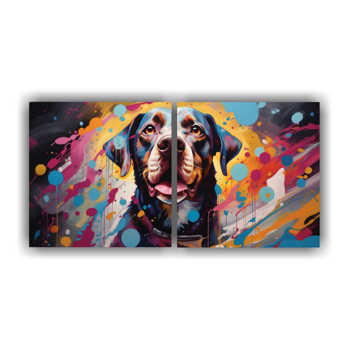 GENERICO - Diptico Estilo Galeria Para Sala Con Cuadros Abstractos De P 160x80cm