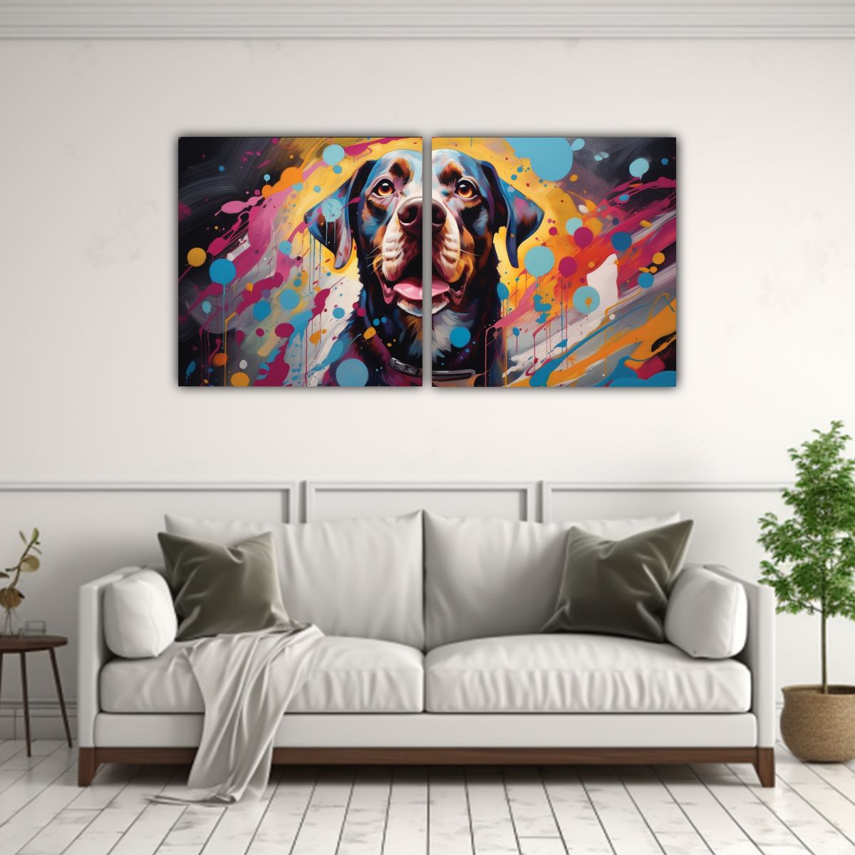 GENERICO - Diptico Estilo Galeria Para Sala Con Cuadros Abstractos De P 160x80cm