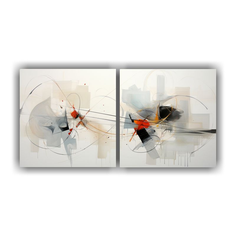 GENERICO - Cuadros Abstractos Blancos Para Decoración: Set De 2 Arte D 160x80cm
