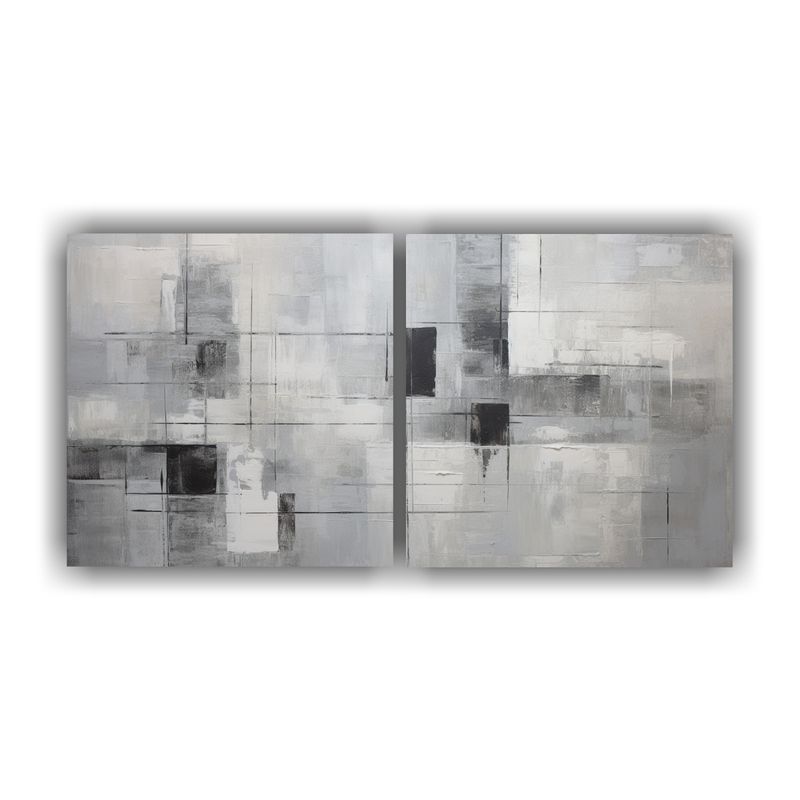 GENERICO - Conjunto 2 Cuadros Lienzo Luminosos Tonalidades Grises 160x80cm
