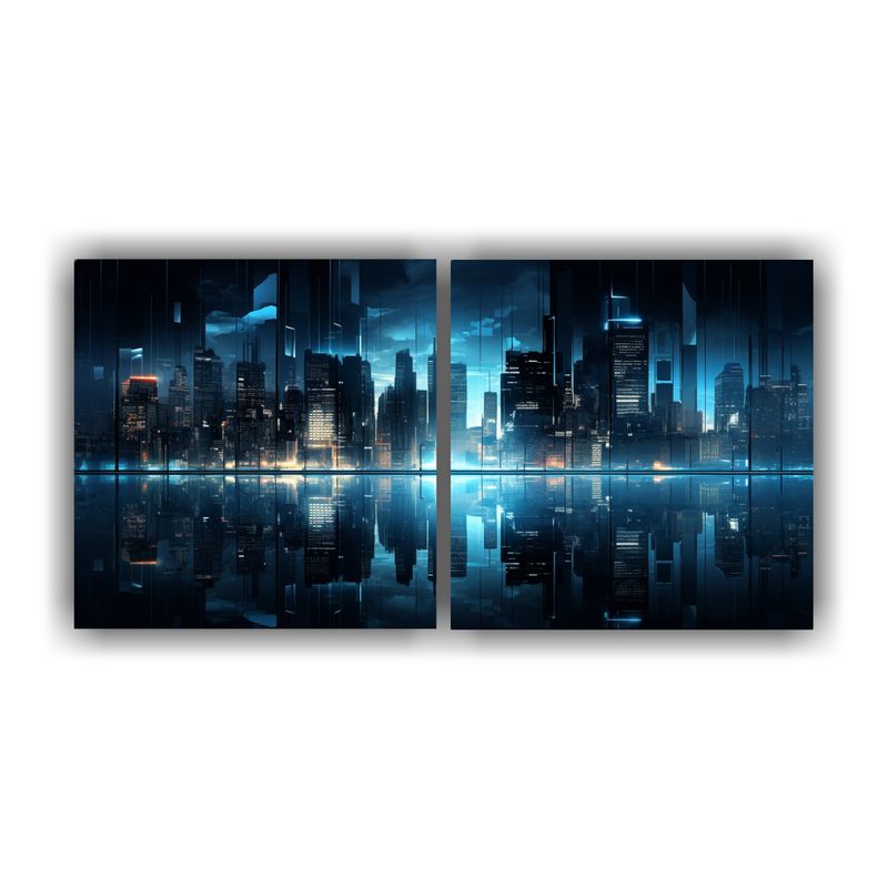 GENERICO - Composiciones Decoración Mágico Ciudad Nocturna Azul Y Gri 160x80cm