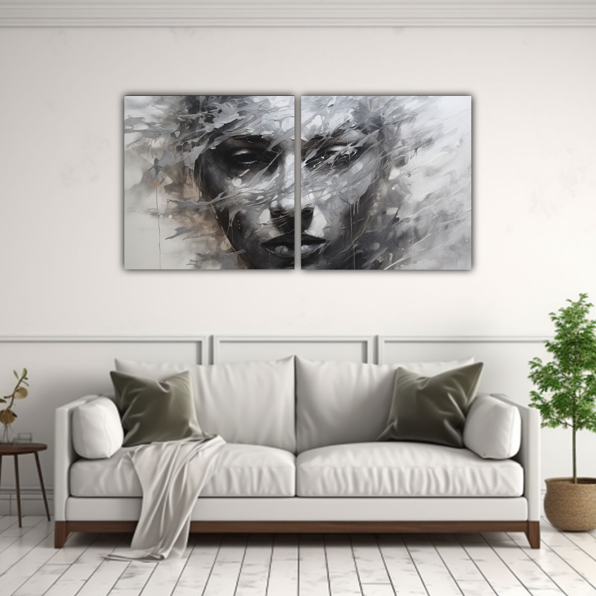 GENERICO - Pinturas Decorativas De Lienzo Urbano Con Contornos Faciales 160x80cm