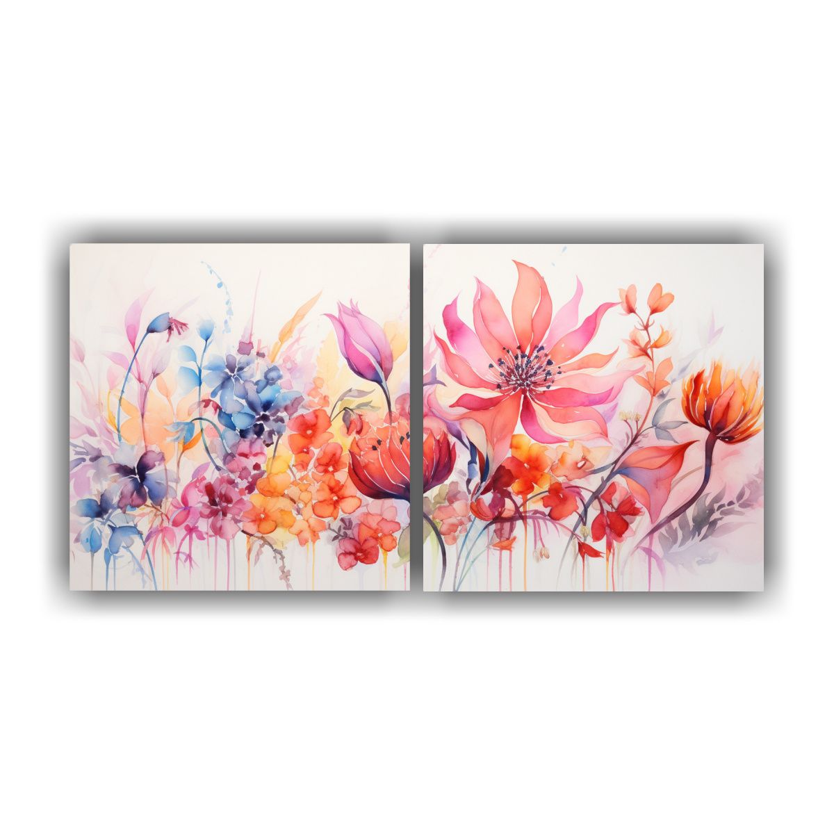 GENERICO - Cuadro Abstracto Acuarela Flores En Armonía Cromática 140x70cm