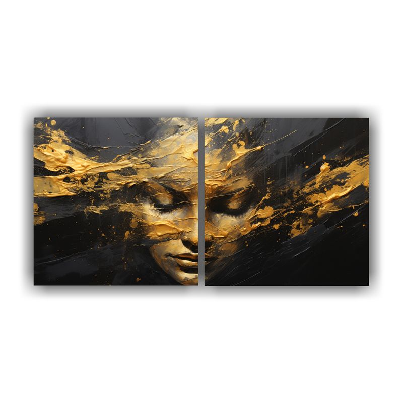 GENERICO - Pinturas Decorativas Con Textura Facial Y Salpicaduras Dorad 160x80cm