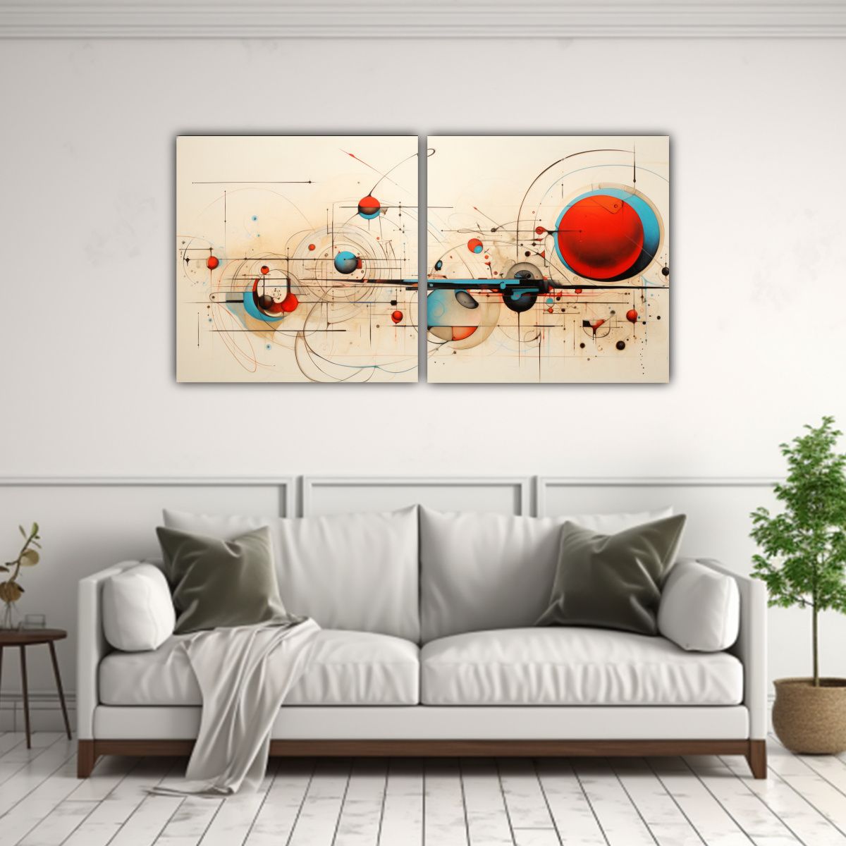 GENERICO - Set De 2 Cuadros Abstractos De Tela Con Fotografía De Escen 160x80cm