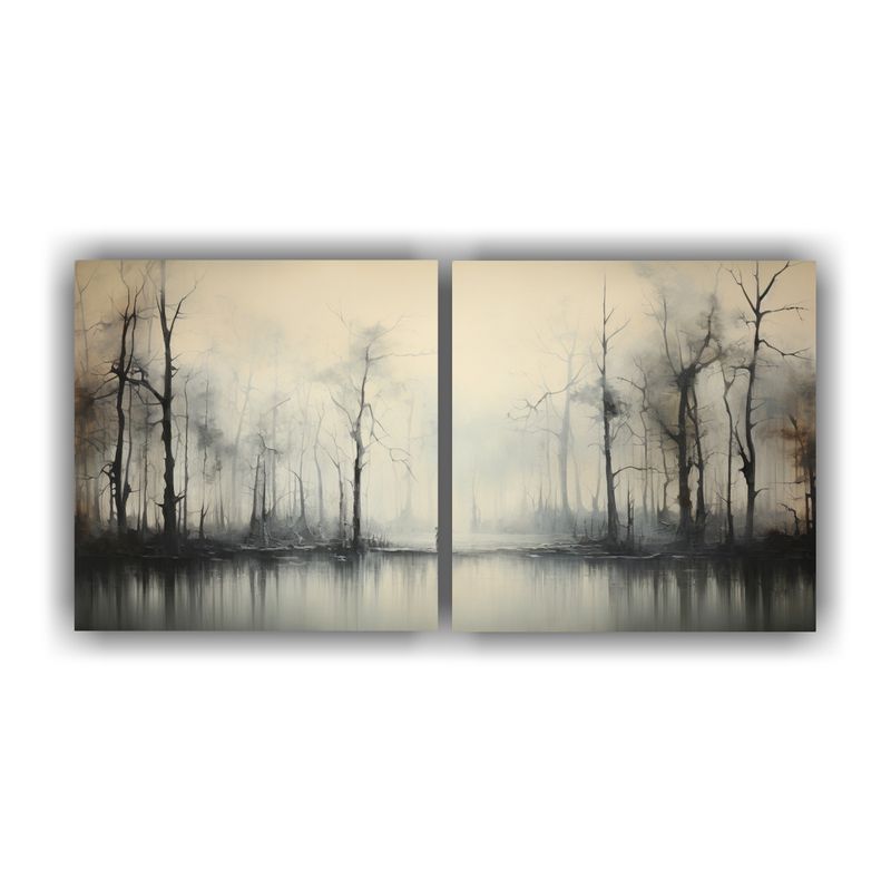 GENERICO - Cuadros Estilo Galería Para Oficina: Bosque De Niebla Seren 160x80cm